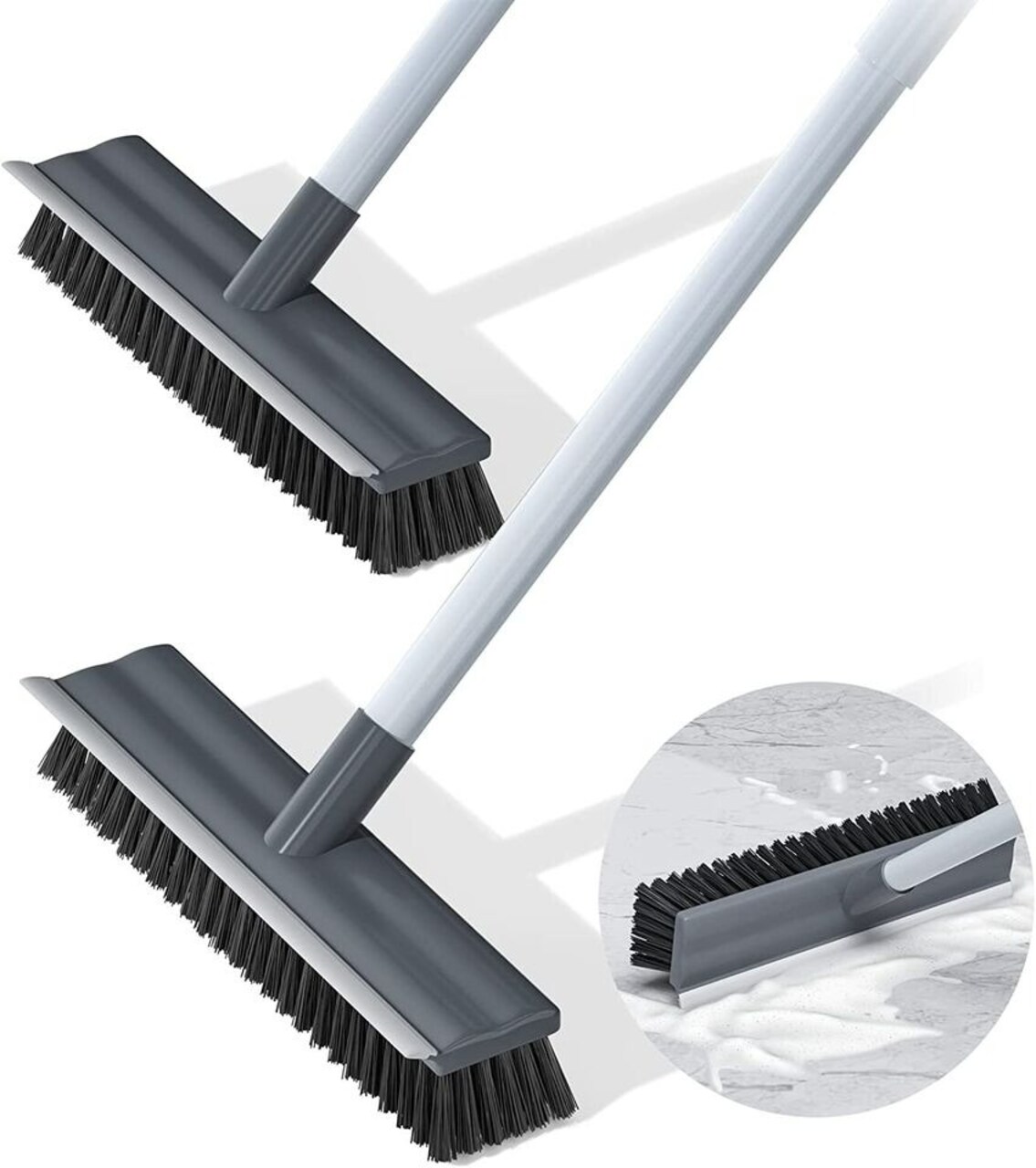 1x Floor Scrub Brush 2 in 1 Scrape & brush Push Broom Stiff Bristle